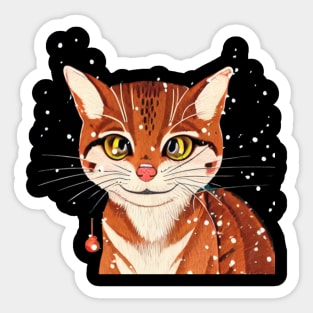 Cutest Rusty Spotted Cat Tiny Kitten Christmas Adorable Smallest Cat in the World Sticker